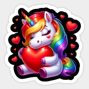 Cute Unicorn With Heart Valentines Day For Girls Womens Kids Sticker